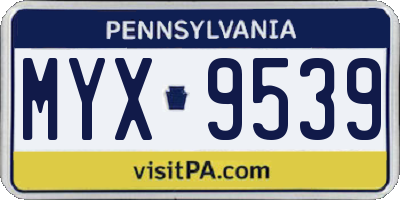 PA license plate MYX9539