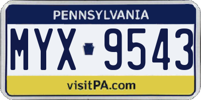 PA license plate MYX9543