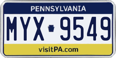 PA license plate MYX9549