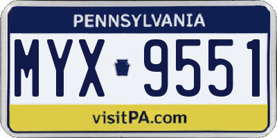 PA license plate MYX9551