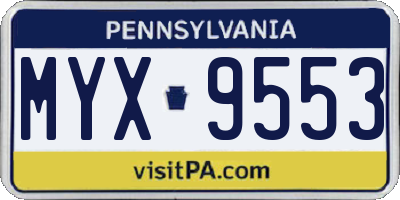 PA license plate MYX9553