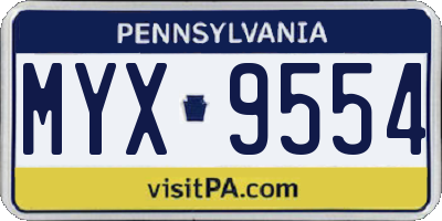 PA license plate MYX9554