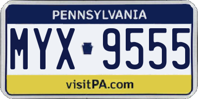 PA license plate MYX9555