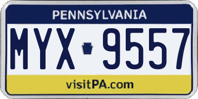 PA license plate MYX9557