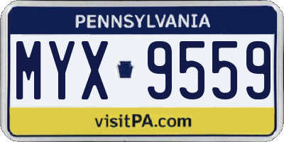PA license plate MYX9559