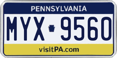 PA license plate MYX9560