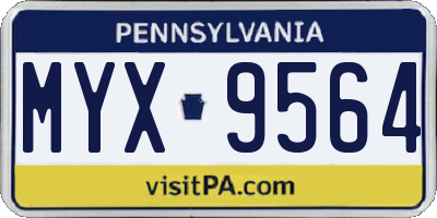 PA license plate MYX9564