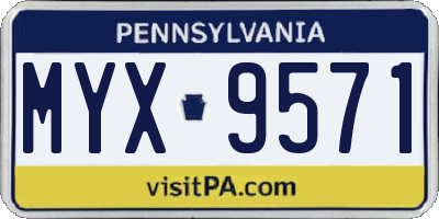 PA license plate MYX9571