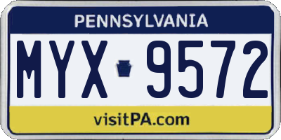 PA license plate MYX9572