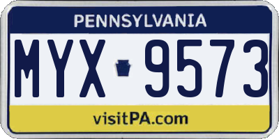 PA license plate MYX9573