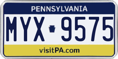 PA license plate MYX9575