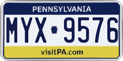 PA license plate MYX9576