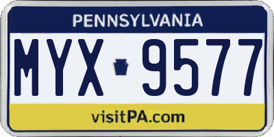PA license plate MYX9577