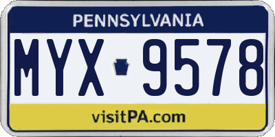 PA license plate MYX9578