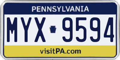 PA license plate MYX9594