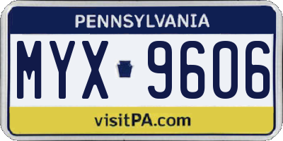 PA license plate MYX9606