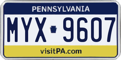 PA license plate MYX9607