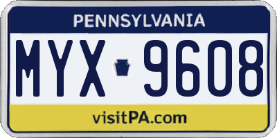 PA license plate MYX9608