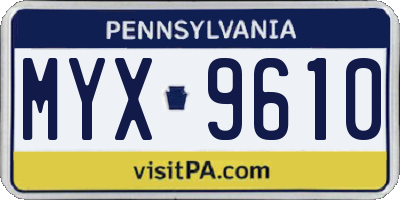 PA license plate MYX9610