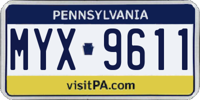 PA license plate MYX9611