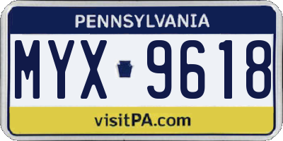 PA license plate MYX9618