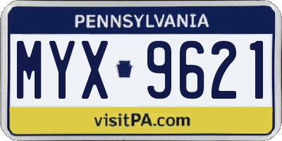 PA license plate MYX9621