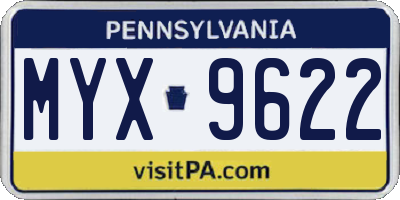 PA license plate MYX9622