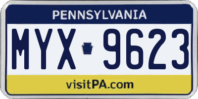 PA license plate MYX9623