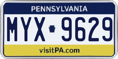 PA license plate MYX9629