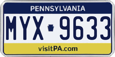 PA license plate MYX9633