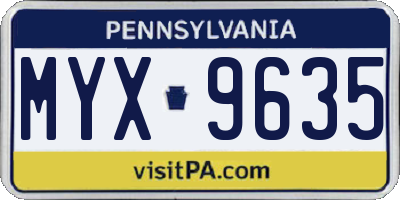 PA license plate MYX9635