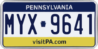 PA license plate MYX9641