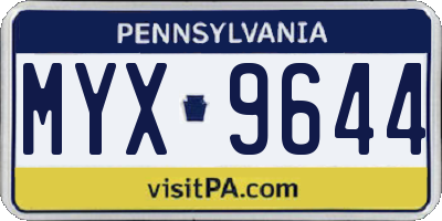 PA license plate MYX9644