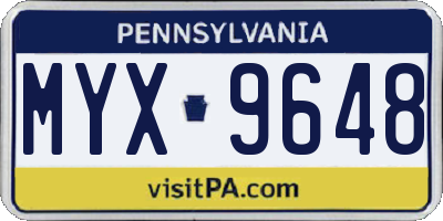PA license plate MYX9648