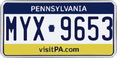 PA license plate MYX9653