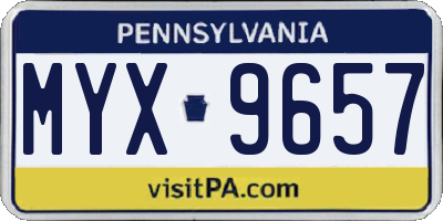 PA license plate MYX9657
