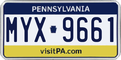 PA license plate MYX9661