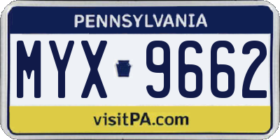 PA license plate MYX9662