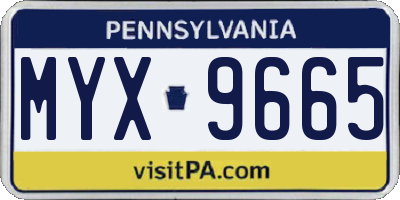 PA license plate MYX9665
