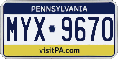 PA license plate MYX9670