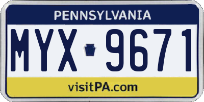 PA license plate MYX9671