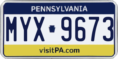 PA license plate MYX9673