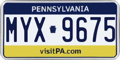 PA license plate MYX9675