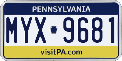 PA license plate MYX9681