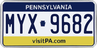 PA license plate MYX9682