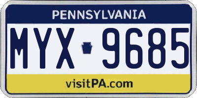 PA license plate MYX9685