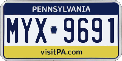 PA license plate MYX9691