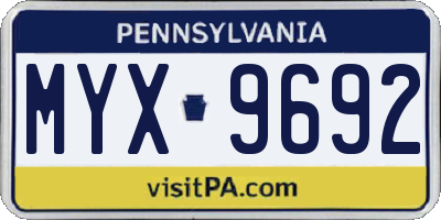 PA license plate MYX9692