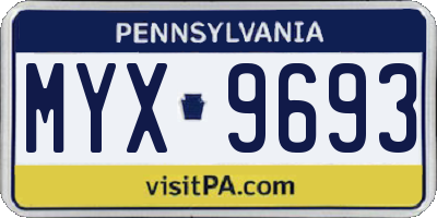 PA license plate MYX9693