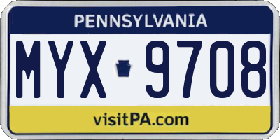 PA license plate MYX9708